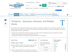 How freethesaurus.com looks like on a tablet such as an iPad.