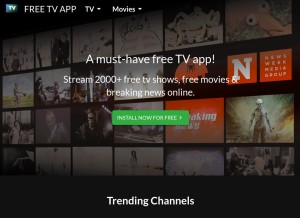 How freetv-app.com looks like on a tablet such as an iPad.