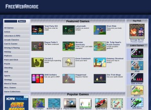 How freewebarcade.com looks like on a tablet such as an iPad.