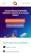 How freightcenter.com looks like on a mobile device such as an iPhone.