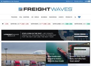 How freightwaves.com looks like on a tablet such as an iPad.