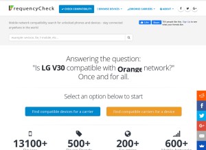 How frequencycheck.com looks like on a tablet such as an iPad.