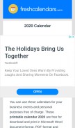 How freshcalendars.com looks like on a mobile device such as an iPhone.