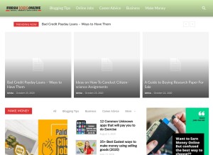 How freshjobsonline.com looks like on a tablet such as an iPad.
