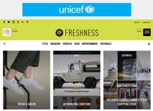 How freshnessmag.com looks like on a tablet such as an iPad.
