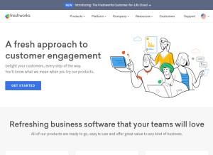 How freshworks.com looks like on a tablet such as an iPad.