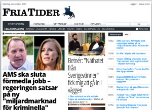 How friatider.se looks like on a tablet such as an iPad.