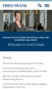 How friedfrank.com looks like on a mobile device such as an iPhone.