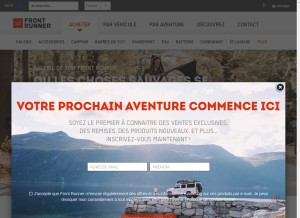 How frontrunneroutfitters.com looks like on a tablet such as an iPad.