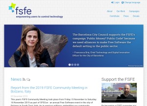How fsfe.org looks like on a tablet such as an iPad.