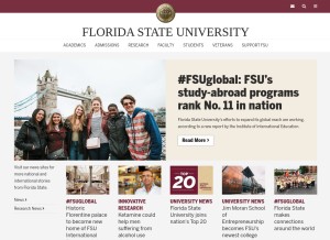 How fsu.edu looks like on a tablet such as an iPad.