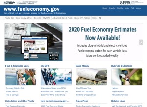 How fueleconomy.gov looks like on a tablet such as an iPad.