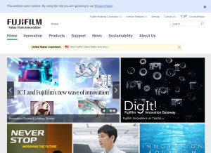 How fujifilm.com looks like on a tablet such as an iPad.