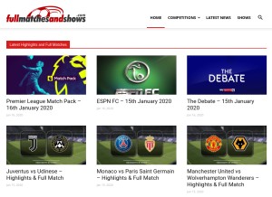 How fullmatchesandshows.com looks like on a tablet such as an iPad.