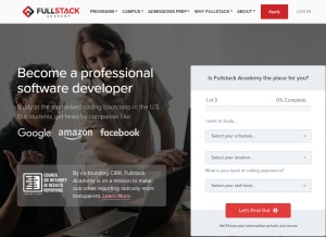 How fullstackacademy.com looks like on a tablet such as an iPad.