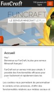 How funcraft.net looks like on a mobile device such as an iPhone.