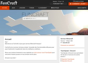 How funcraft.net looks like on a tablet such as an iPad.