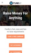 How fundly.com looks like on a mobile device such as an iPhone.