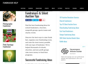 How fundraiserhelp.com looks like on a tablet such as an iPad.