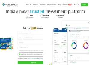 How fundsindia.com looks like on a tablet such as an iPad.