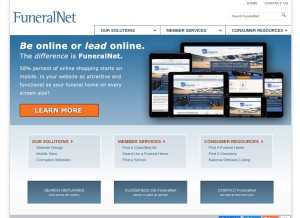 How funeralnet.com looks like on a tablet such as an iPad.
