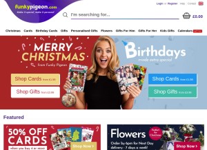 How funkypigeon.com looks like on a tablet such as an iPad.