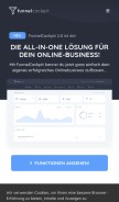How funnelcockpit.com looks like on a mobile device such as an iPhone.