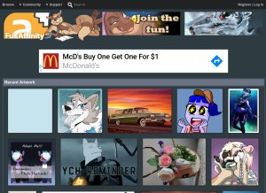 How furaffinity.net looks like on a tablet such as an iPad.