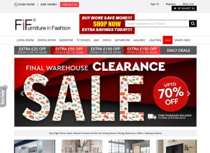 How furnitureinfashion.net looks like on a tablet such as an iPad.