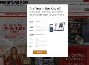 How furniturerow.com looks like on a tablet such as an iPad.
