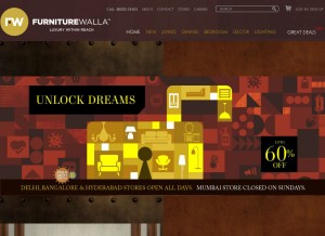 How furniturewalla.com looks like on a tablet such as an iPad.