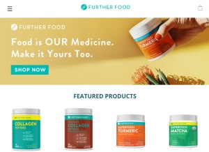 How furtherfood.com looks like on a tablet such as an iPad.