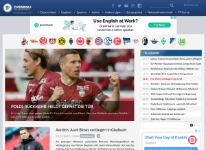 How fussballtransfers.com looks like on a tablet such as an iPad.