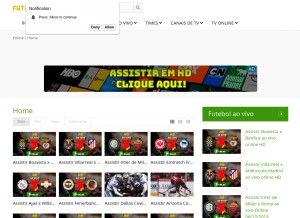 How futebolplay.net looks like on a tablet such as an iPad.