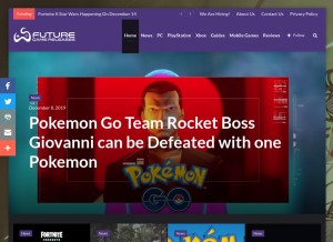 How futuregamereleases.com looks like on a tablet such as an iPad.