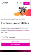 How futurelearn.com looks like on a mobile device such as an iPhone.