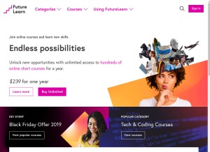 How futurelearn.com looks like on a tablet such as an iPad.