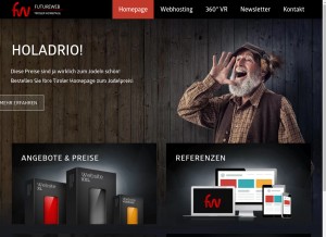 How futureweb.at looks like on a tablet such as an iPad.