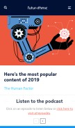 How futurithmic.com looks like on a mobile device such as an iPhone.