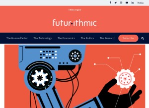 How futurithmic.com looks like on a tablet such as an iPad.