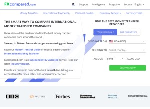 How fxcompared.com looks like on a tablet such as an iPad.
