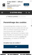 How g-star.com looks like on a mobile device such as an iPhone.