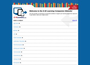 How g-wlearning.com looks like on a tablet such as an iPad.