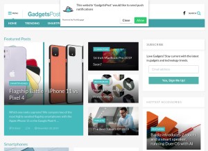 How gadgetspost.com looks like on a tablet such as an iPad.