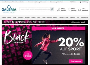 How galeria.de looks like on a tablet such as an iPad.