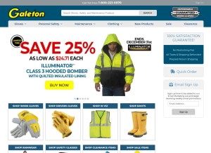 How galeton.com looks like on a tablet such as an iPad.