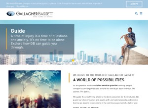 How gallagherbassett.com looks like on a tablet such as an iPad.