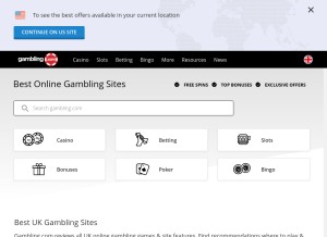 How gambling.com looks like on a tablet such as an iPad.