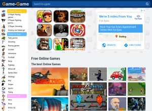 How game-game.com looks like on a tablet such as an iPad.