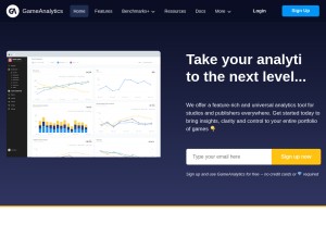 How gameanalytics.com looks like on a tablet such as an iPad.